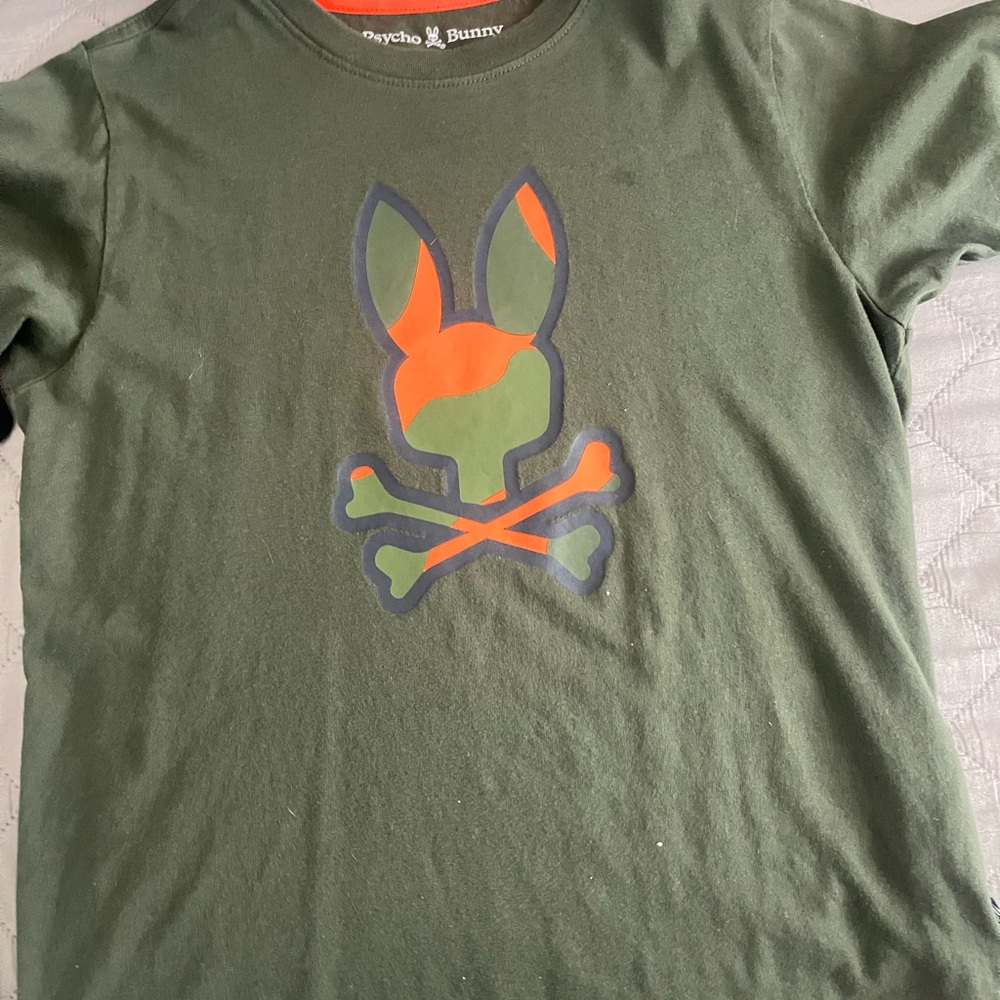 Psycho Bunny Kids Olive and Orange Tee